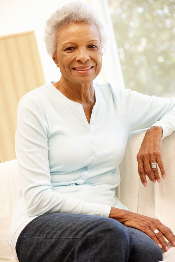 Senior African American woman at home URINARY TRACT INFECTIONS